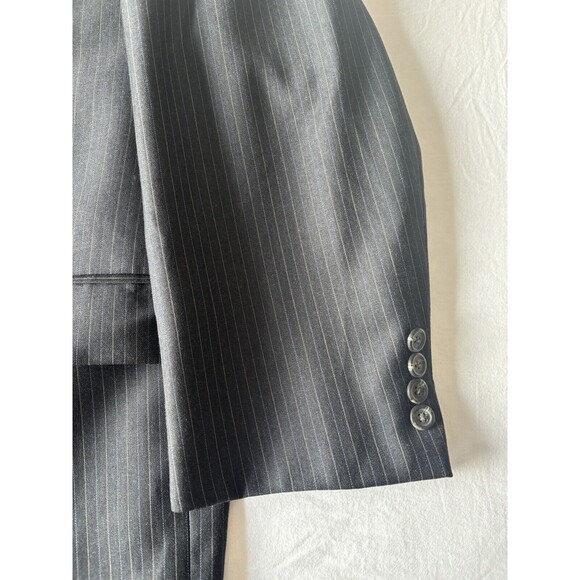 Lauren Ralph Lauren‎ Blazer Mens 48R Gray Blue Striped Wool Sport Coat 2 Button - Picture 5 of 14